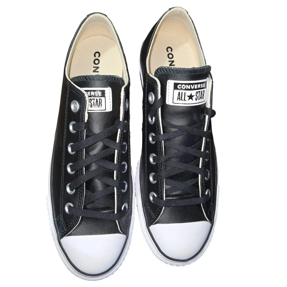 Converse Chuck Taylor All Star Lift Ox Black Leather Platform Sneakers 561681C